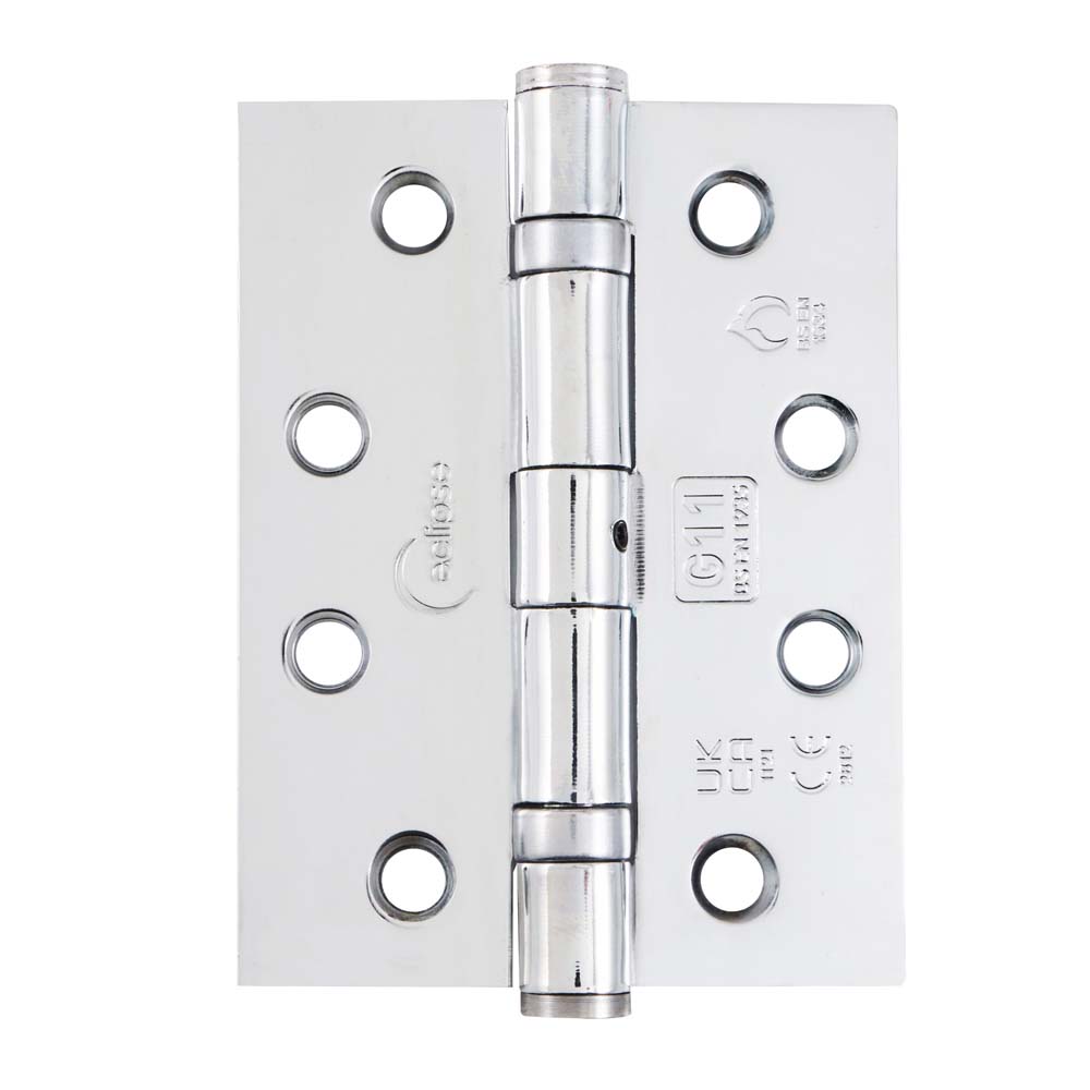 Eclipse 4 Inch (102mm) Ball Bearing Hinge Grade 11 Square Ends - Polished Chrome (Sold in Pairs)